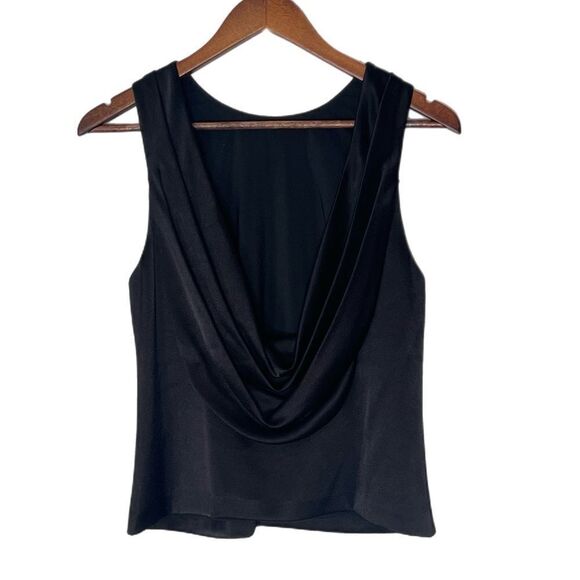 Alicia + Olivia Black Open Back Draped Sleeveless Top - Picture 1 of 5